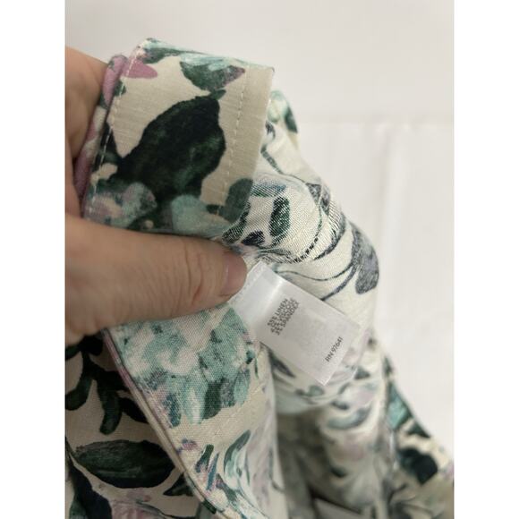 J.JILL Linen-Blend Stretch Button Hem Royal Multi Floral Print Ankle Pants Sz M - Picture 7 of 12